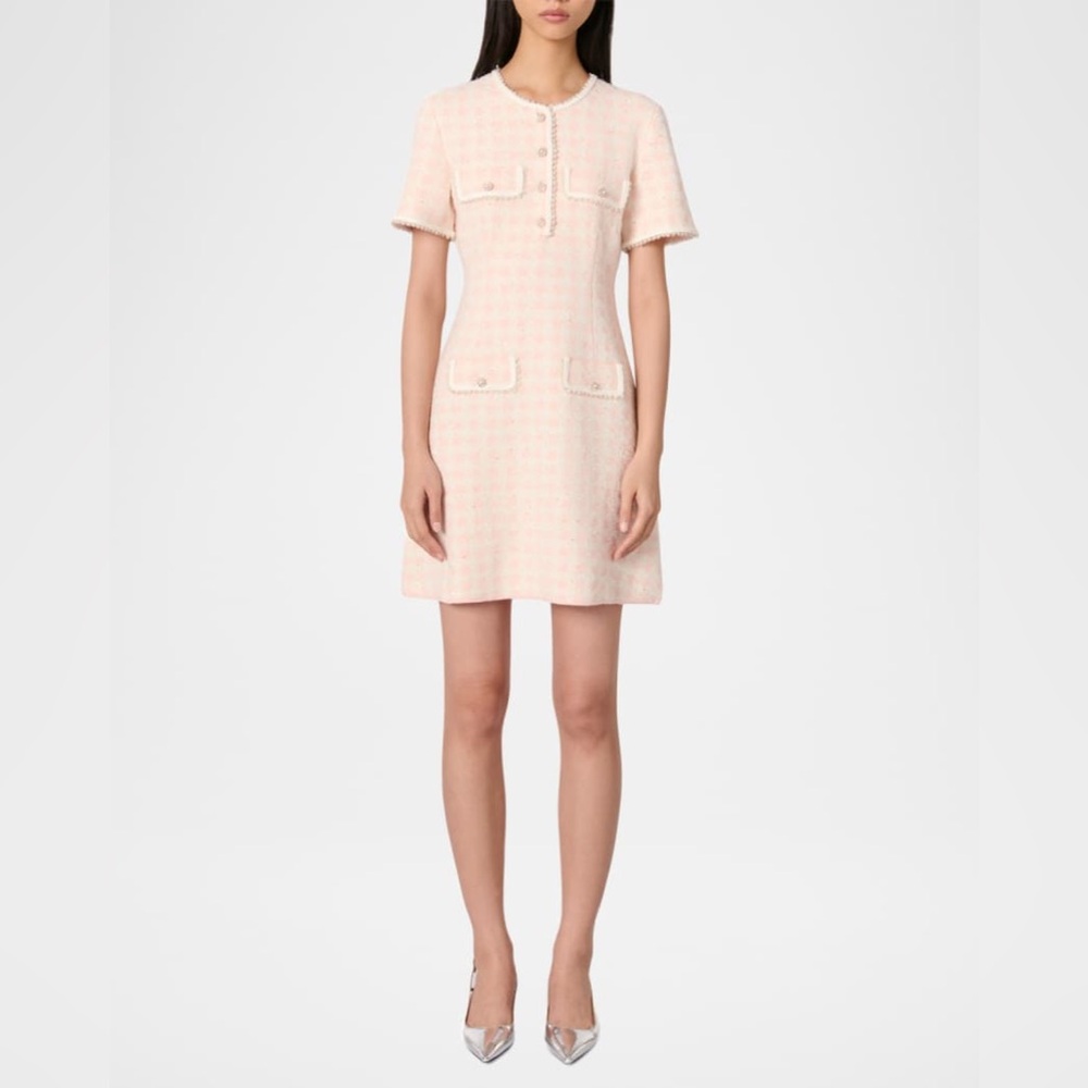 NEW: MAJE Rartingal Sequined Tweed-Effect Check Knit Dress (US 6 / FR 38) - Picture 5 of 9